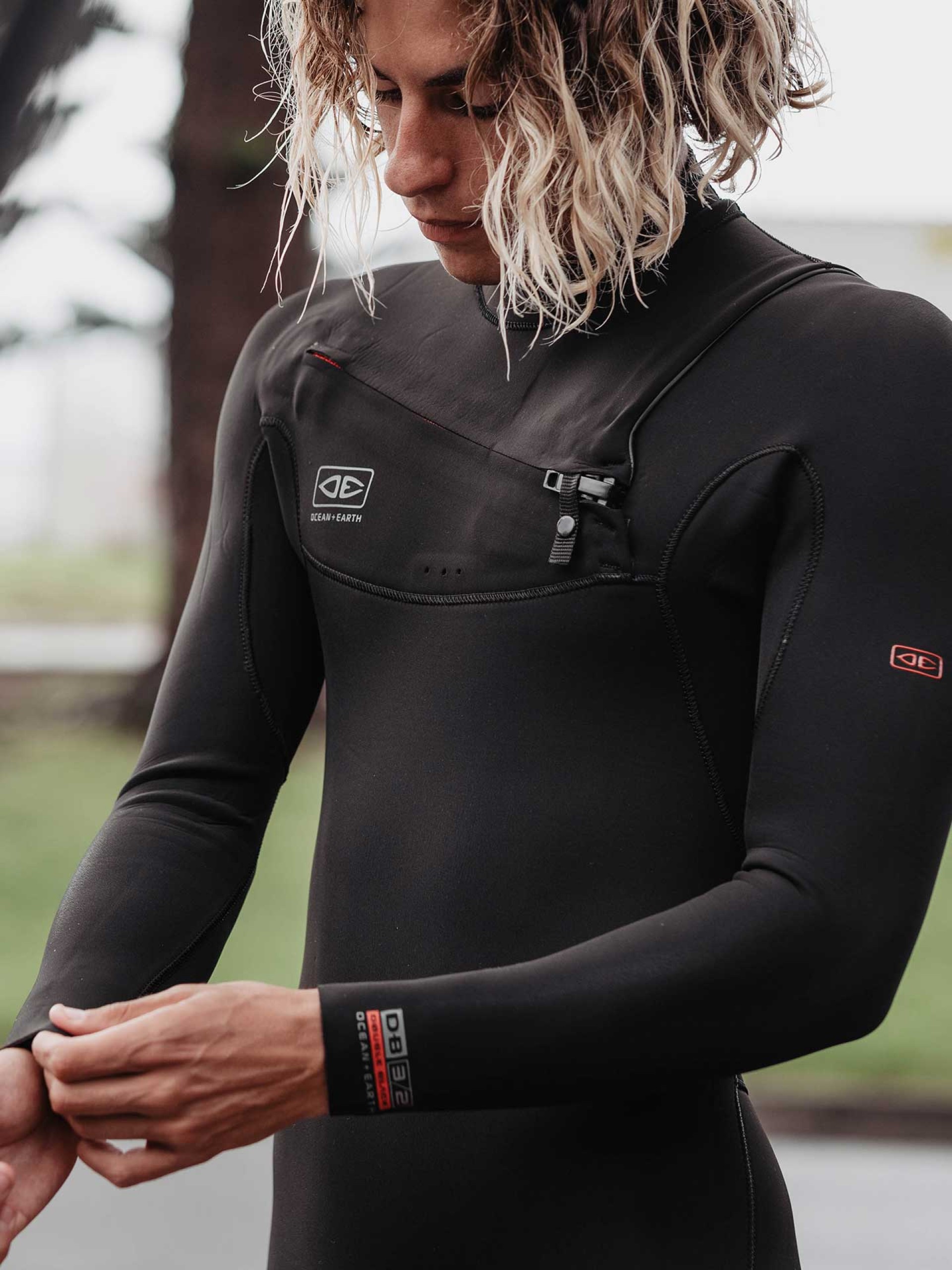 Fato de Surf Ocean & Earth Double Black 3/2 Chest Zip