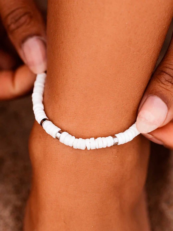 Pulseira de tornozelo extensível Pura Vida Puka Shell Pulseira de tornozelo extensível Pura Vida Puka Shell