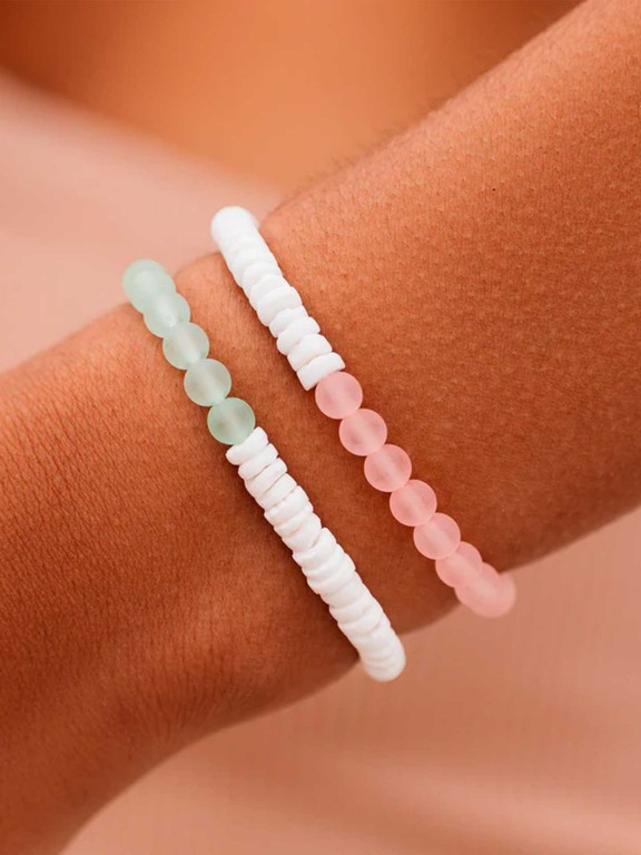 Bracelete Pura Vida Puka Shell & Frosted Bead Bracelete Pura Vida Puka Shell & Frosted Bead