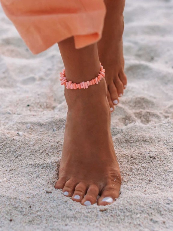Pulseira de tornozelo Pura Vida Pink Coral Chain Pulseira de tornozelo Pura Vida Pink Coral Chain