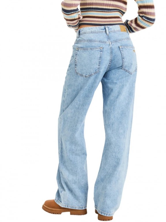 Calças Roxy Milla Wide Leg Regular Denim Calças Roxy Milla Wide Leg Regular Denim