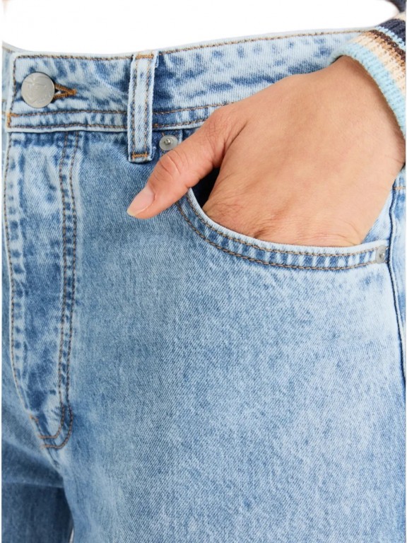 Calças Roxy Milla Wide Leg Regular Denim Calças Roxy Milla Wide Leg Regular Denim