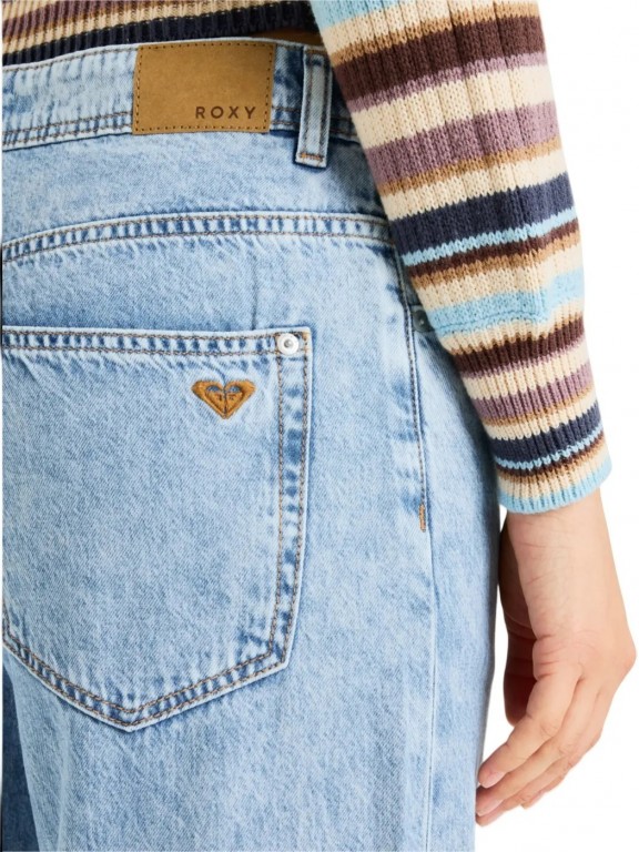 Calças Roxy Milla Wide Leg Regular Denim Calças Roxy Milla Wide Leg Regular Denim