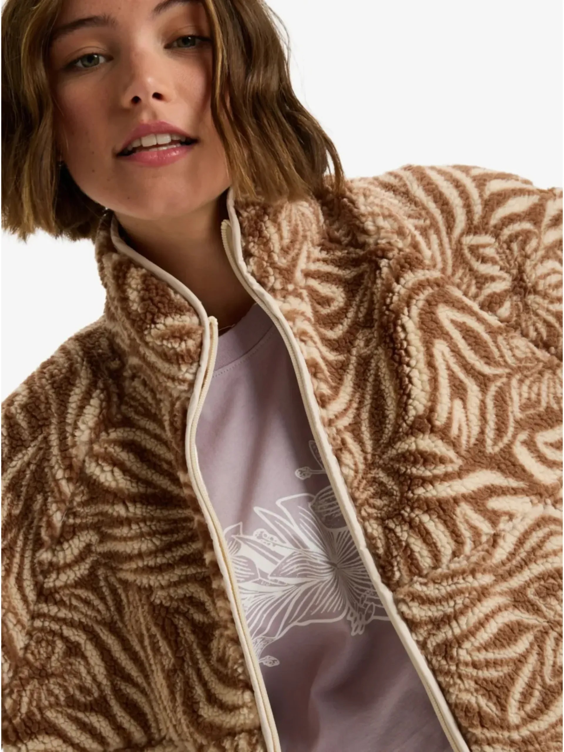 Roxy Blurry Cloud Print Fleece Jacket