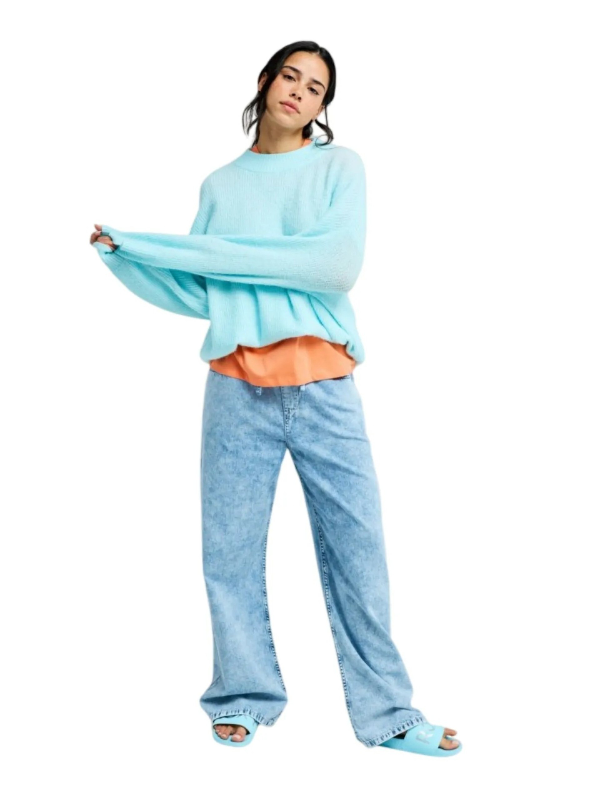 Calças Roxy Saltwater Mid Sunbleached Denim