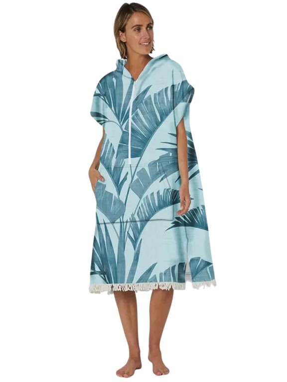 Poncho Ocean & Earth Ladies Palm Zip Front