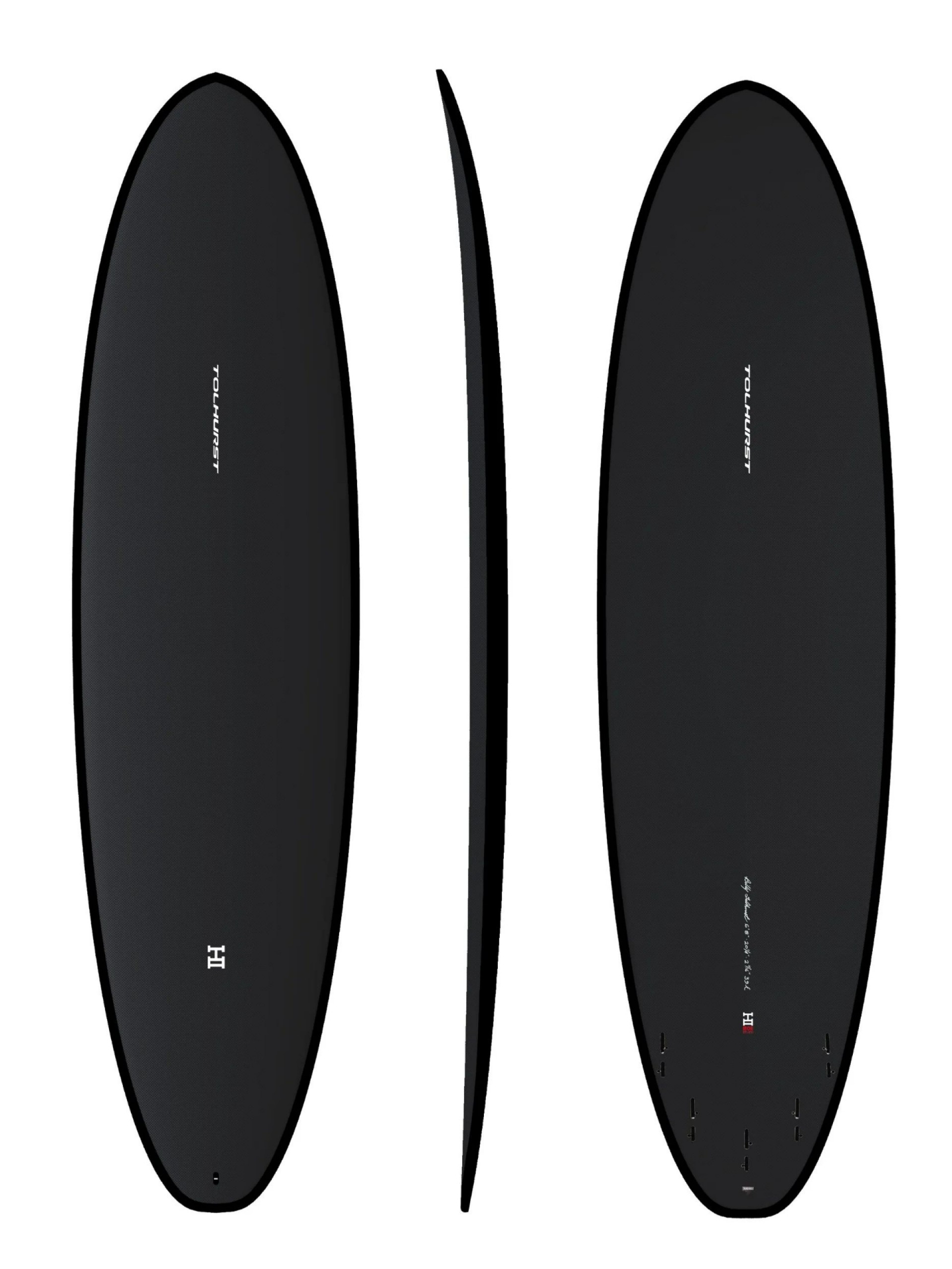 Moe 7'4" FCS II Surfboard Thunderbolt Black